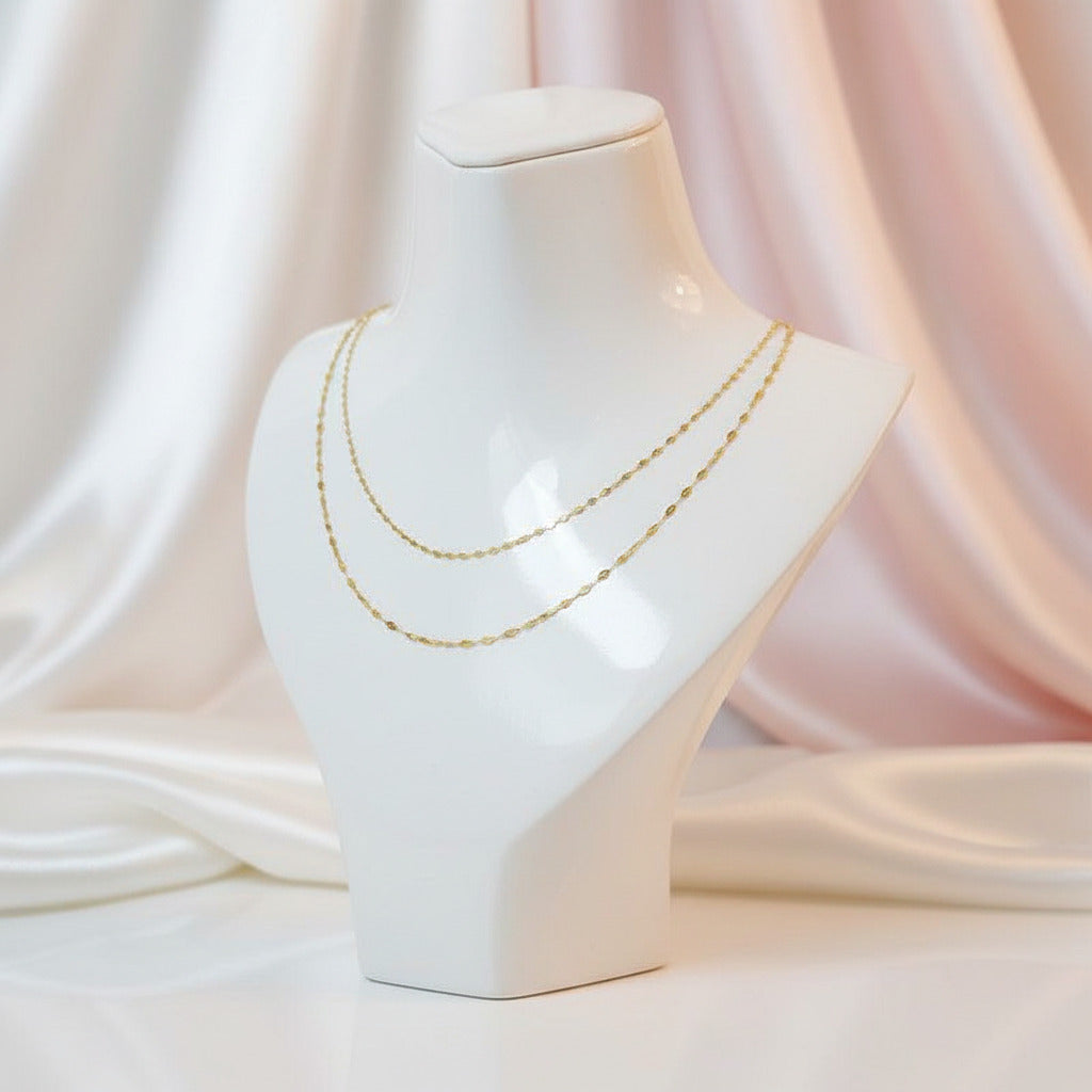 9k Yellow Gold Tile Chain Necklace-Black Diamonds New York