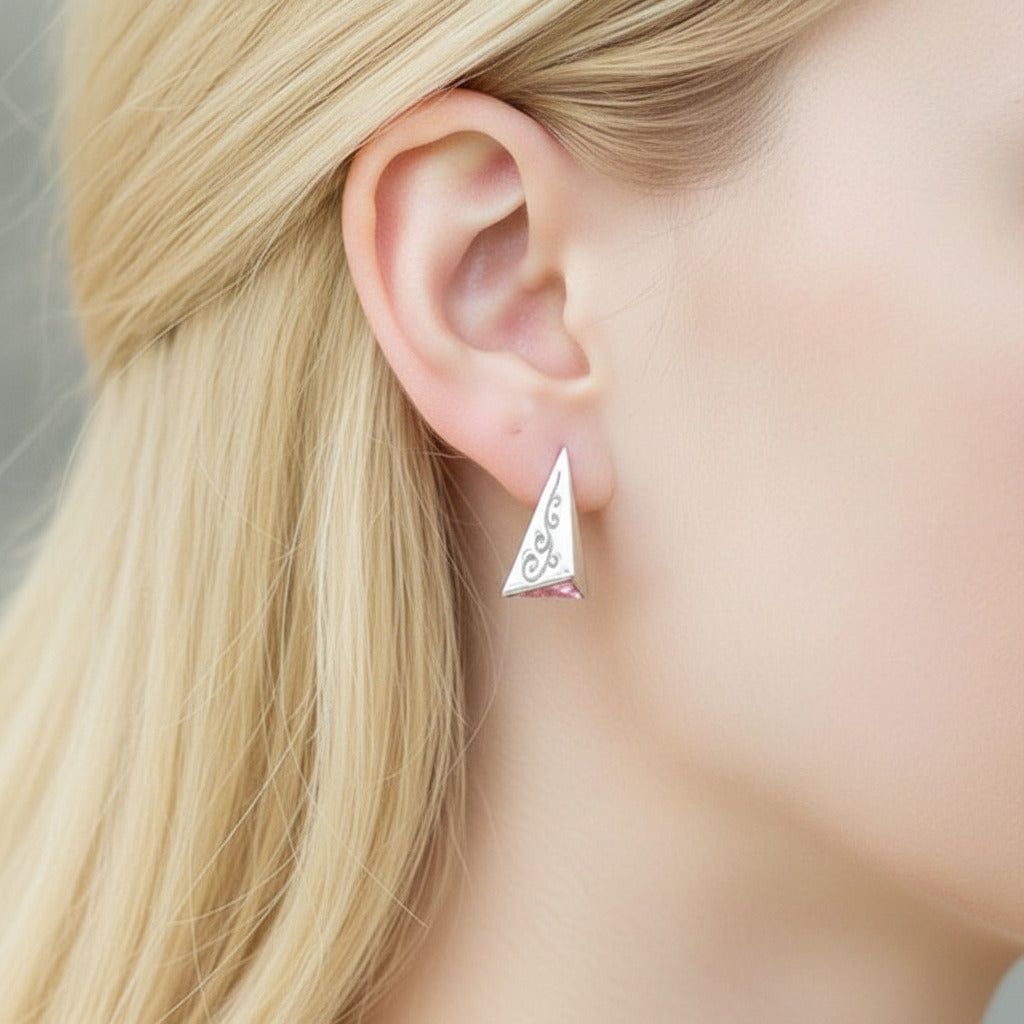 Pyramid Stud Earrings-Black Diamonds New York