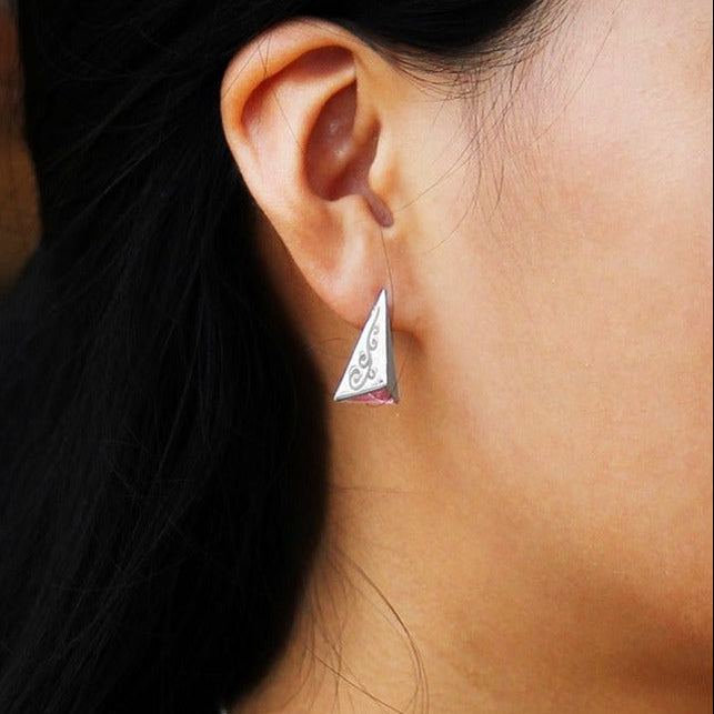 Pyramid Stud Earrings-Black Diamonds New York