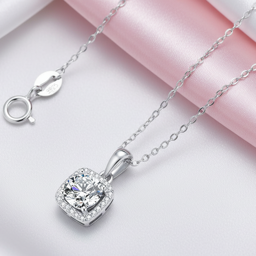 Inlaid 5.0 Ct Diamond Square Pendant Necklace-Black Diamonds New York