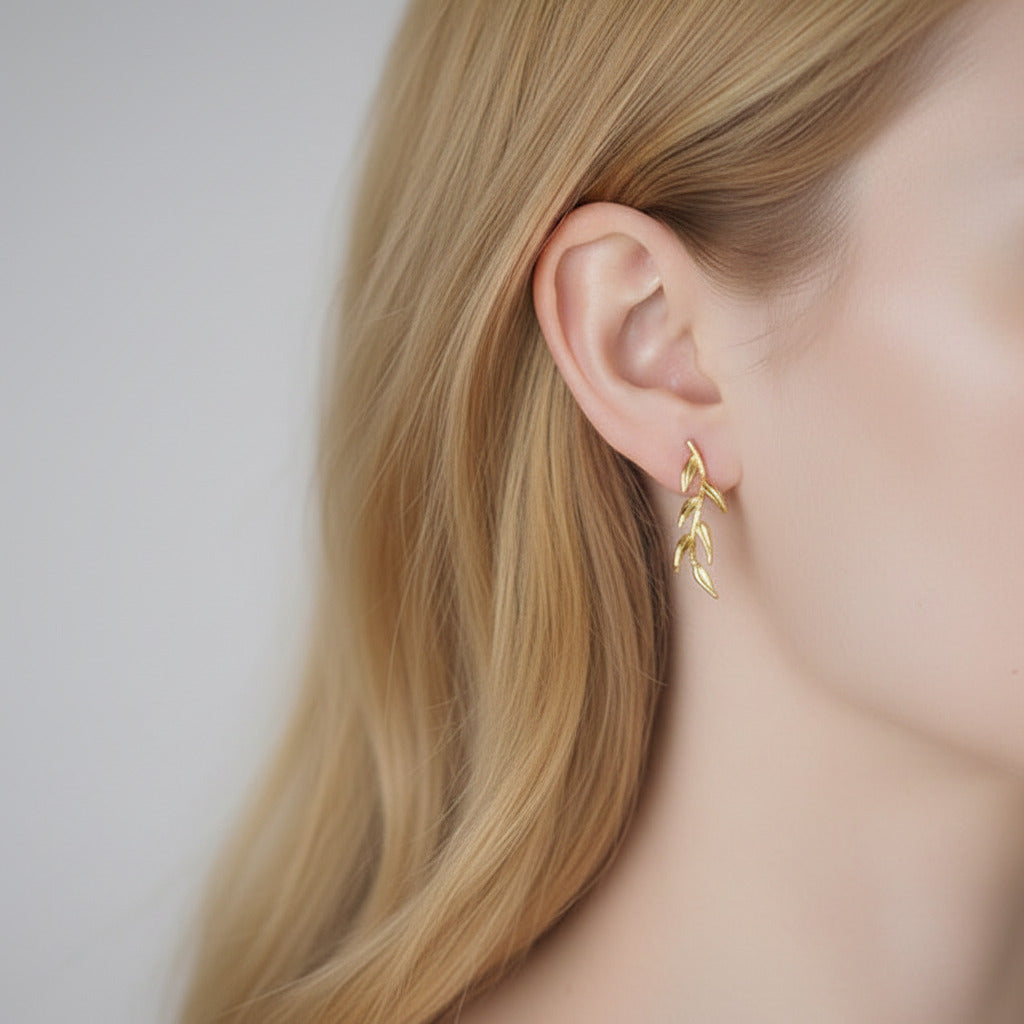 Swallow & Willow Branches Asymmetrical Dangle Earrings-Black Diamonds New York