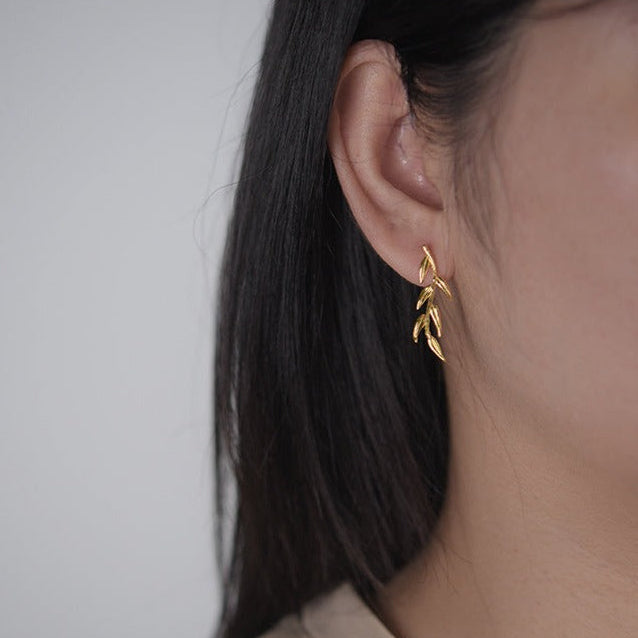 Swallow & Willow Branches Asymmetrical Dangle Earrings-Black Diamonds New York