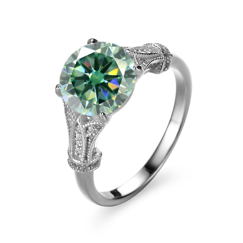 3.0 Ct Round-Cut Moissanite Diamond Engagement Ring-Black Diamonds New York