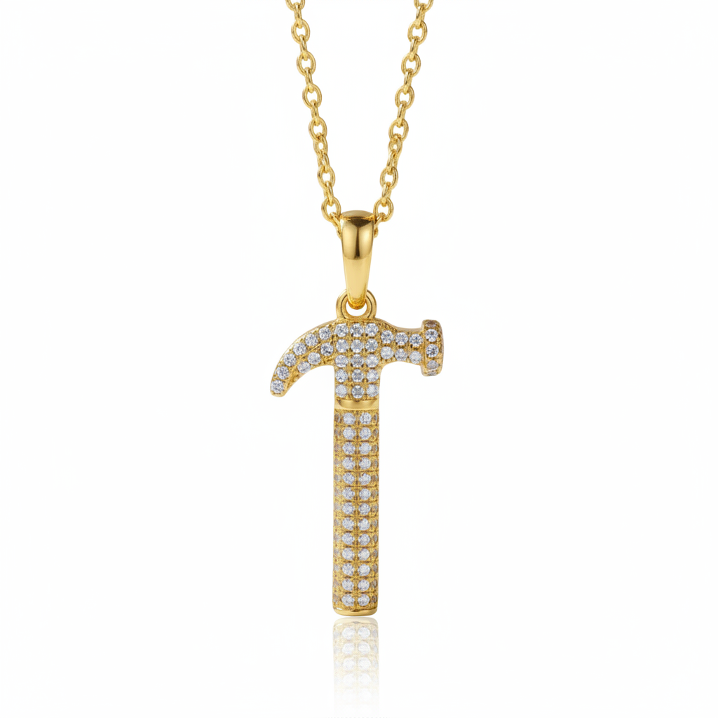 Diamond Option Hammer Pendant Necklace-Black Diamonds New York