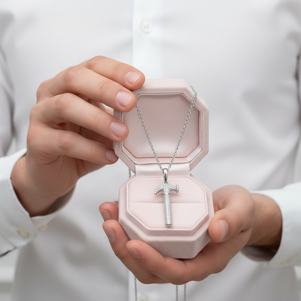 Diamond Hammer Pendant Necklace-Black Diamonds New York