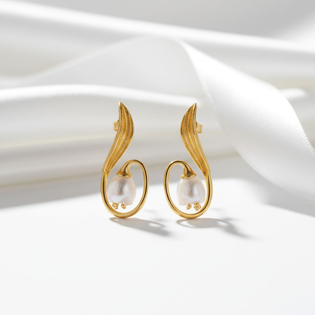 Lily of the Valley Flower Drop Earrings-Black Diamonds New York