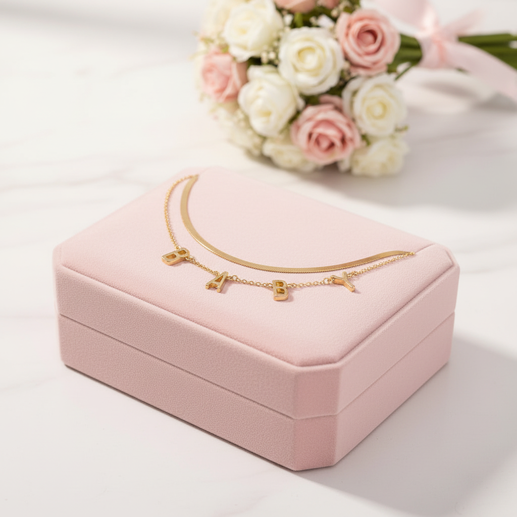 Customized Letter Double Layer Necklace-Black Diamonds New York