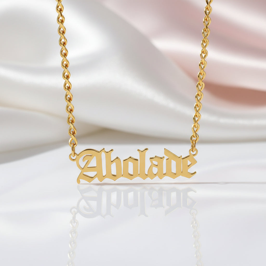 Horsewhip Chain Custom Name Necklace-Black Diamonds New York
