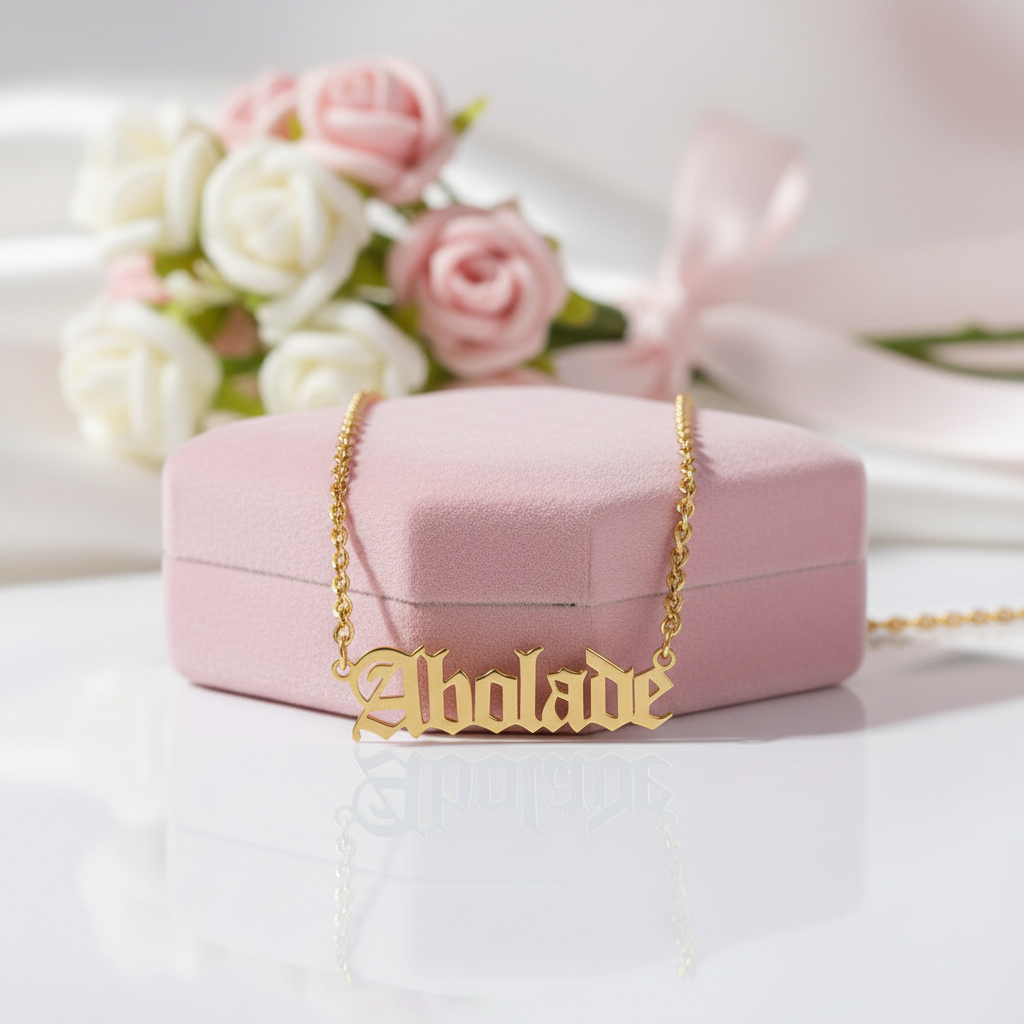 Horsewhip Chain Custom Name Necklace-Black Diamonds New York