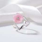 Minimalism Irregular Flower Ring-Black Diamonds New York