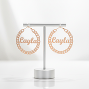 Pig Nose Customize Name Hoop Earrings-Black Diamonds New York