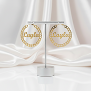 Pig Nose Customize Name Hoop Earrings-Black Diamonds New York