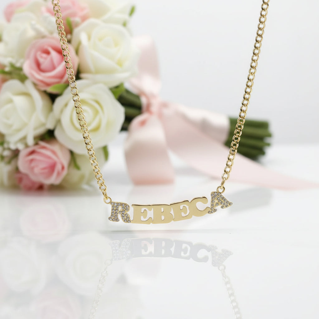 Iced Out Bling Custom Name Necklace-Black Diamonds New York