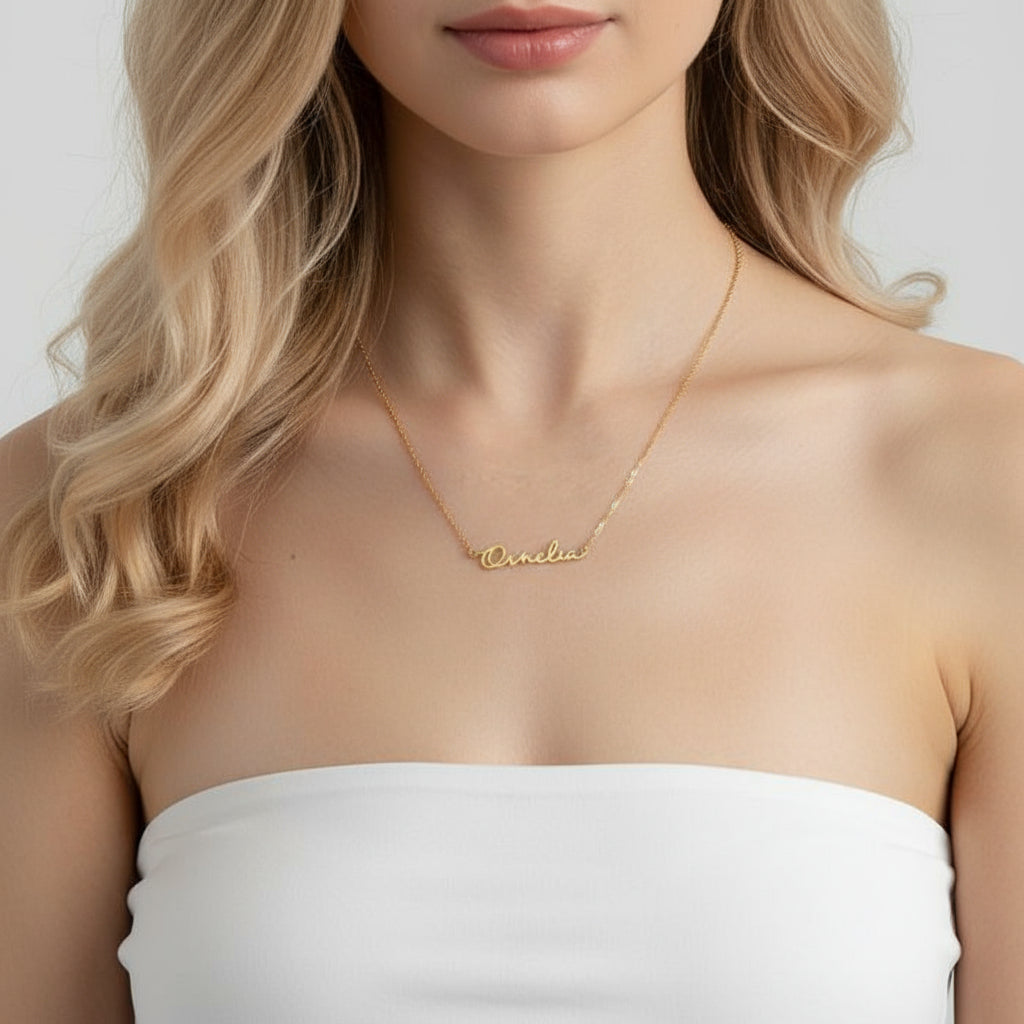 Handwriting Option Name Necklace-Black Diamonds New York