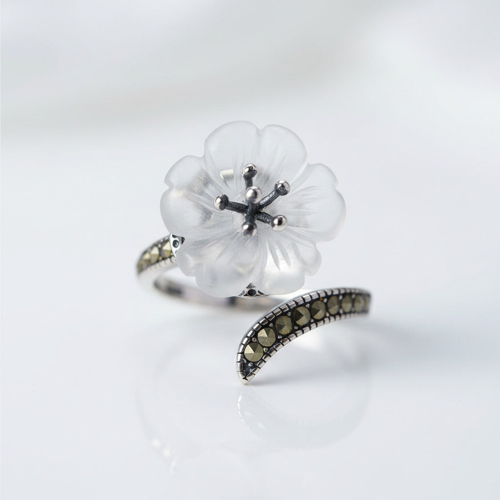 Exclusive Flower Vintage Ring-Black Diamonds New York