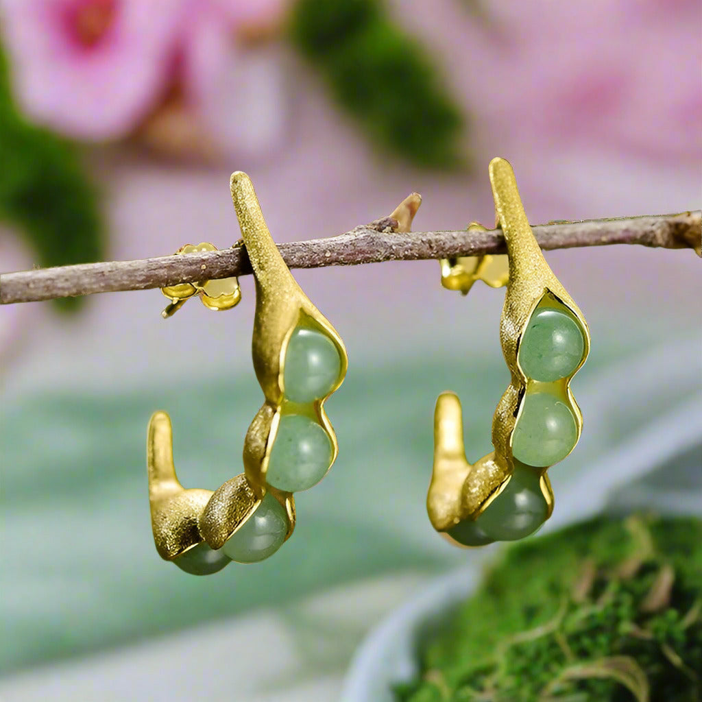 Pea Pods Drop Earrings-Black Diamonds New York