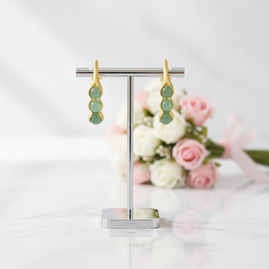 Pea Pods Drop Earrings-Black Diamonds New York