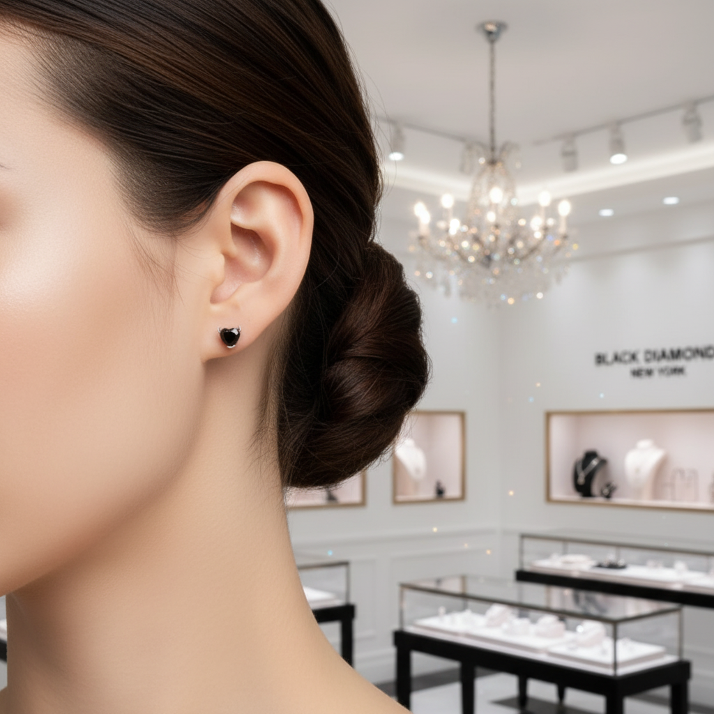 Cool Black Devil Heart Diamond Jewelry Set-Black Diamonds New York