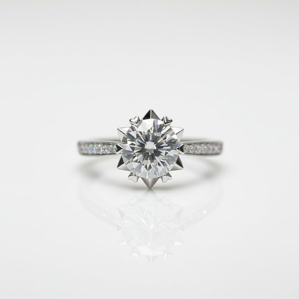 1.0 Ct Round Cut Diamond Option Snowflake Engagement Ring-Black Diamonds New York