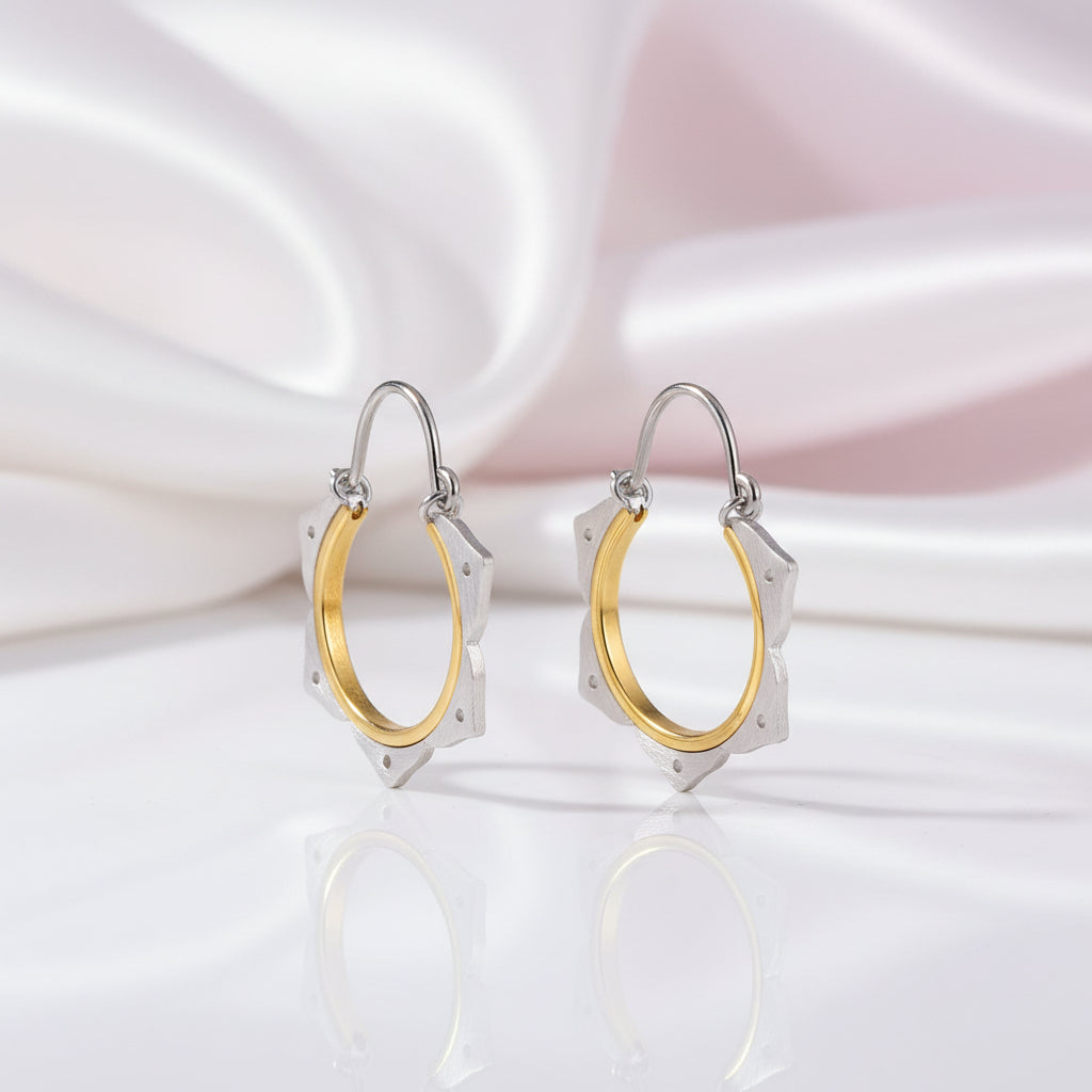 Minimalist Lotus Flower Hoop Earrings-Black Diamonds New York