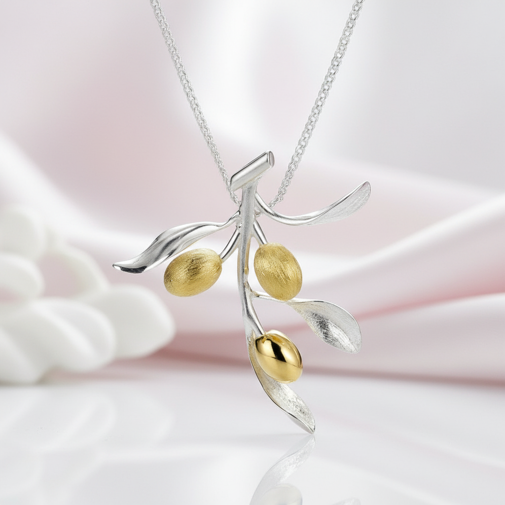 Olive Leaves and Fruits Necklace-Black Diamonds New York