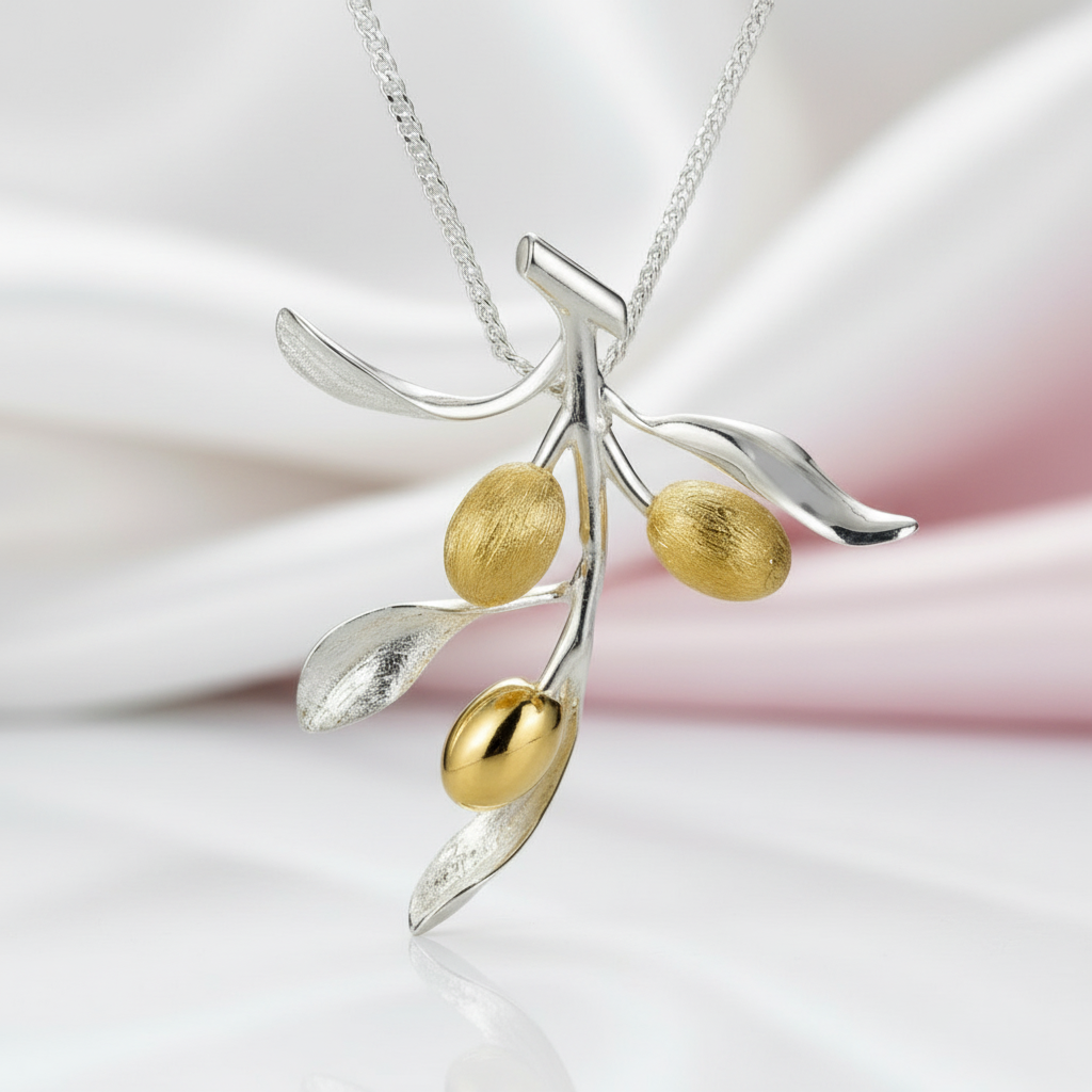 Olive Leaves and Fruits Necklace-Black Diamonds New York