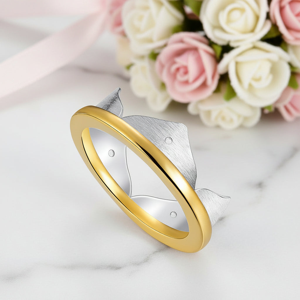 Minimalist Lotus Flower Ring-Black Diamonds New York