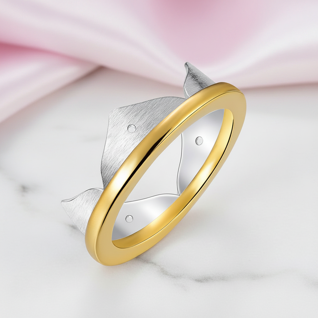 Minimalist Lotus Flower Ring-Black Diamonds New York