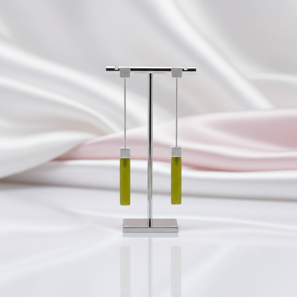 Minimalist Square Dangle Earrings-Black Diamonds New York