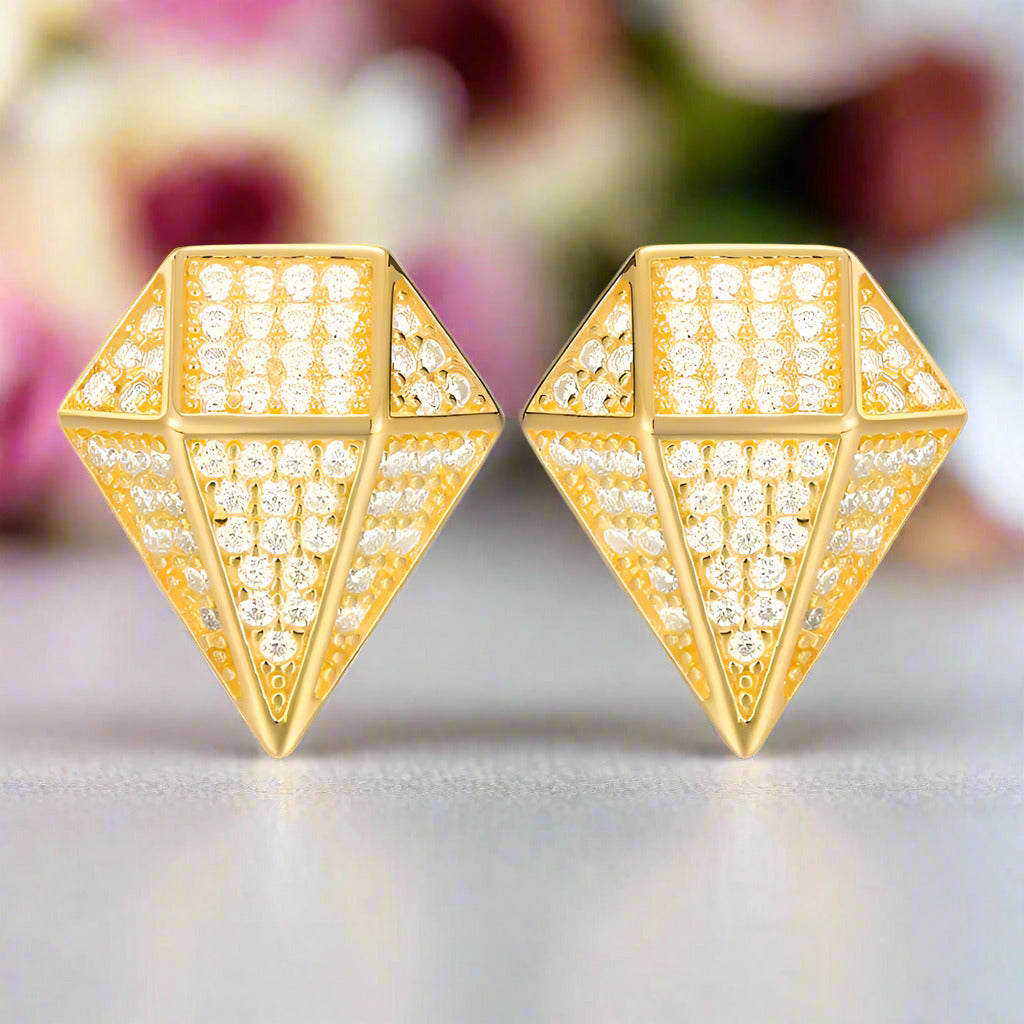 Diamond Rhombus Hip-Hop Earrings-Black Diamonds New York