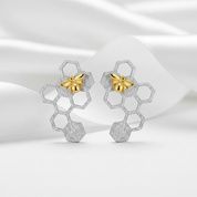 Honeycomb Home Guard Bee Drop Earrings-Black Diamonds New York
