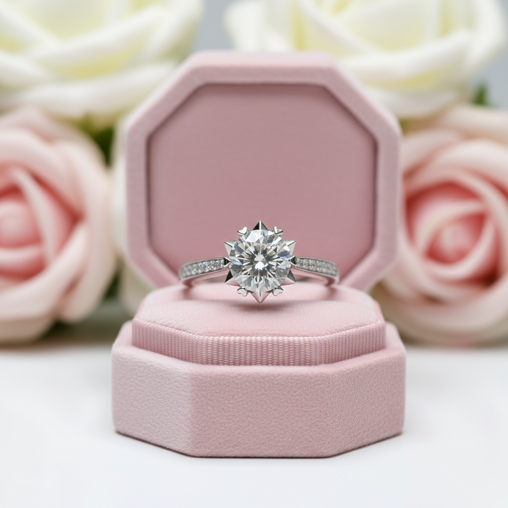 1.0 Ct Round Cut Diamond Option Snowflake Engagement Ring-Black Diamonds New York