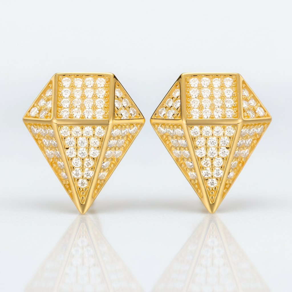 Diamond Option Rhombus Hip-Hop Earrings-Black Diamonds New York