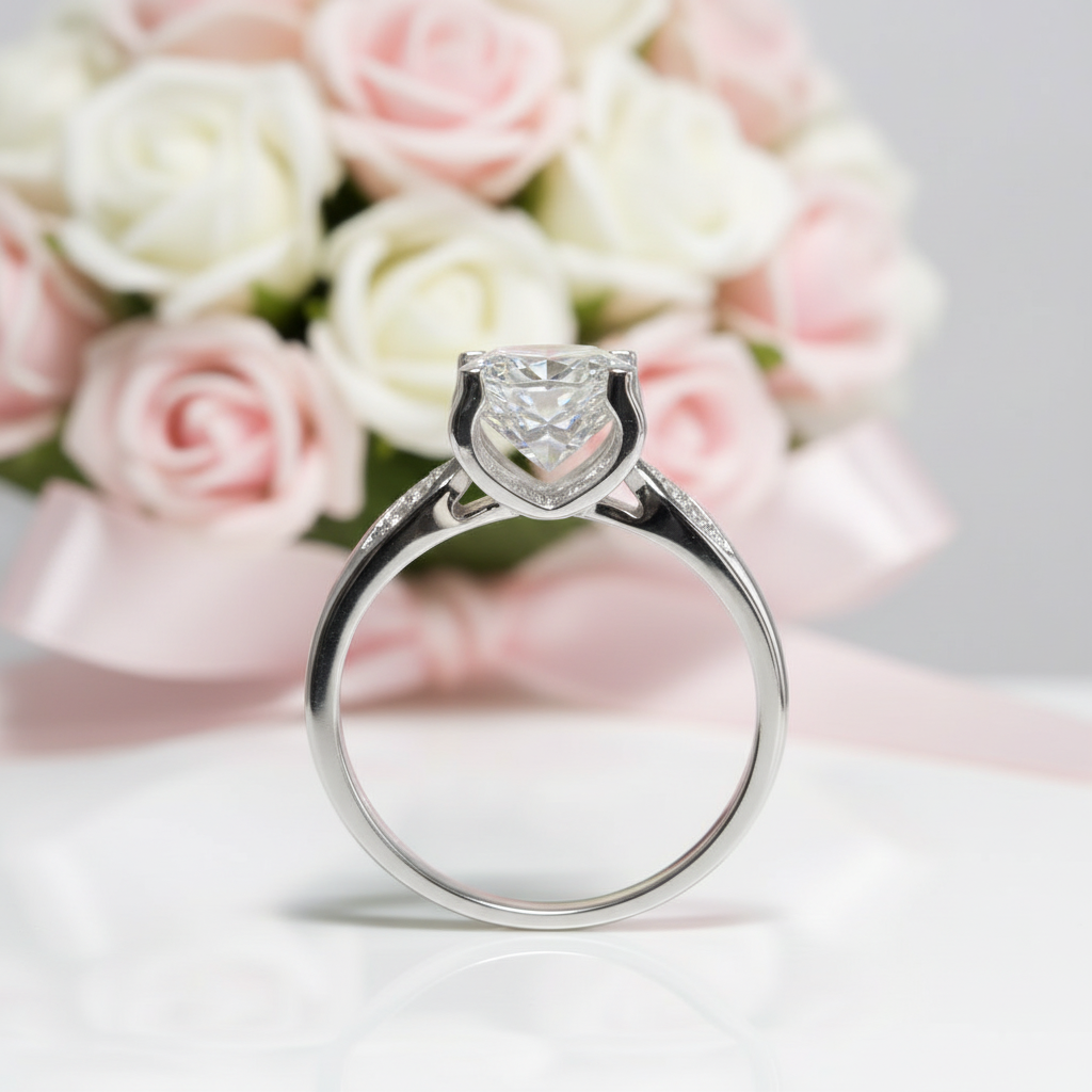 1.0 Ct Round Cut Diamond Option Cow Head Swallowtail Engagement Ring-Black Diamonds New York