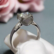 1.0 Ct Round Cut Diamond Cow Head Swallowtail Engagement Ring-Black Diamonds New York