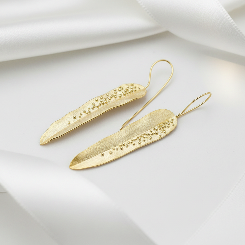 Dewdrops on Willow Leaves Dangle Earrings-Black Diamonds New York