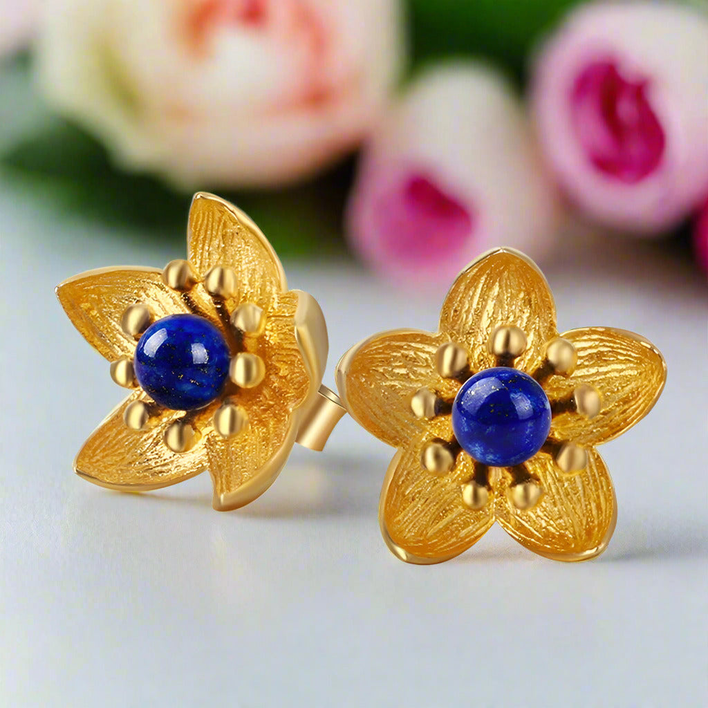 Fresh Flower Stud Earrings-Black Diamonds New York