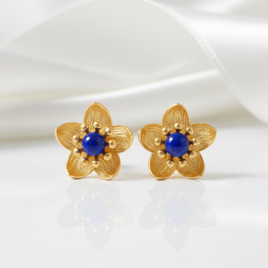 Fresh Flower Stud Earrings-Black Diamonds New York