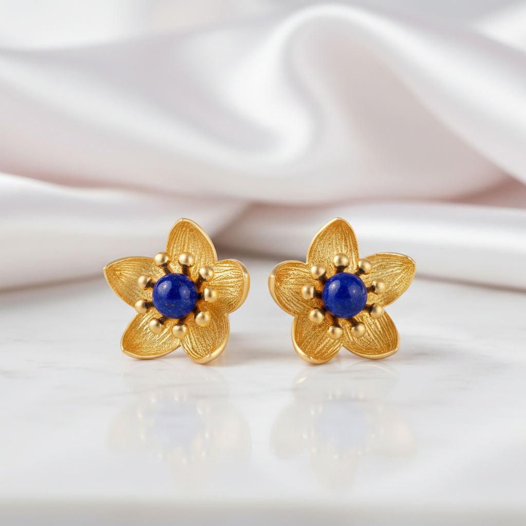 Fresh Flower Stud Earrings-Black Diamonds New York
