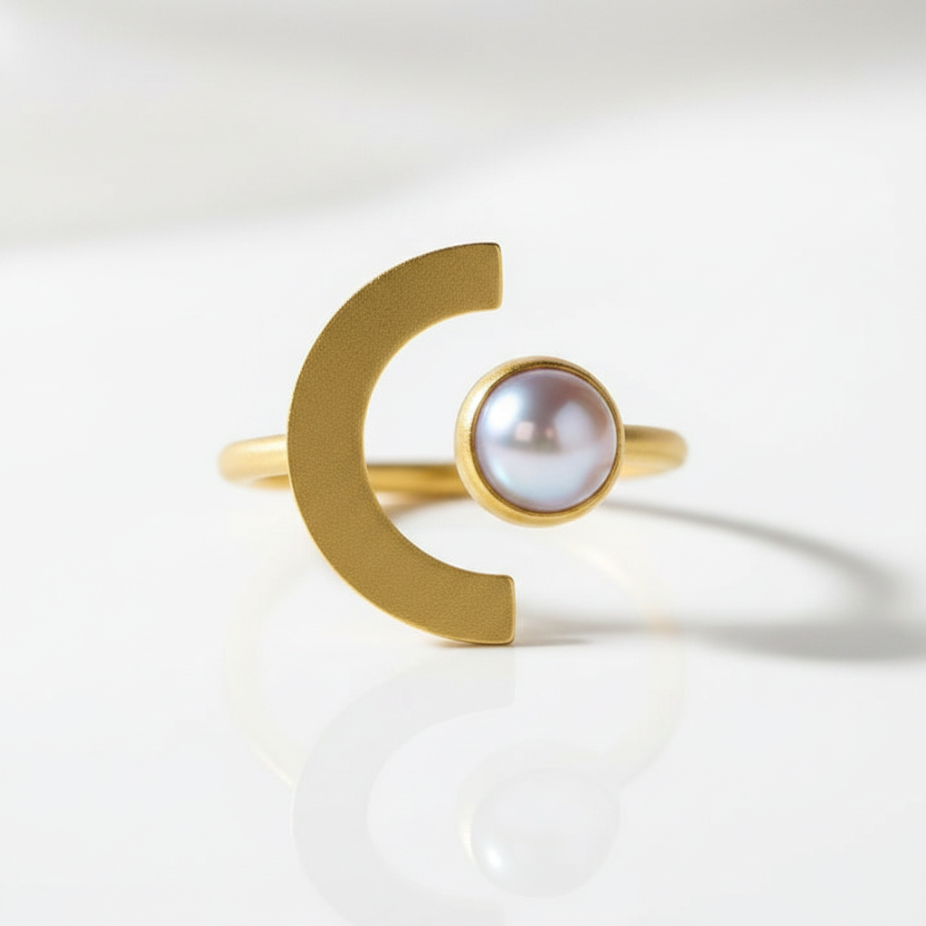 Minimalism Moonlight Adjustable Moonstone Ring-Black Diamonds New York
