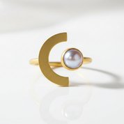 Minimalism Moonlight Adjustable Moonstone Ring-Black Diamonds New York