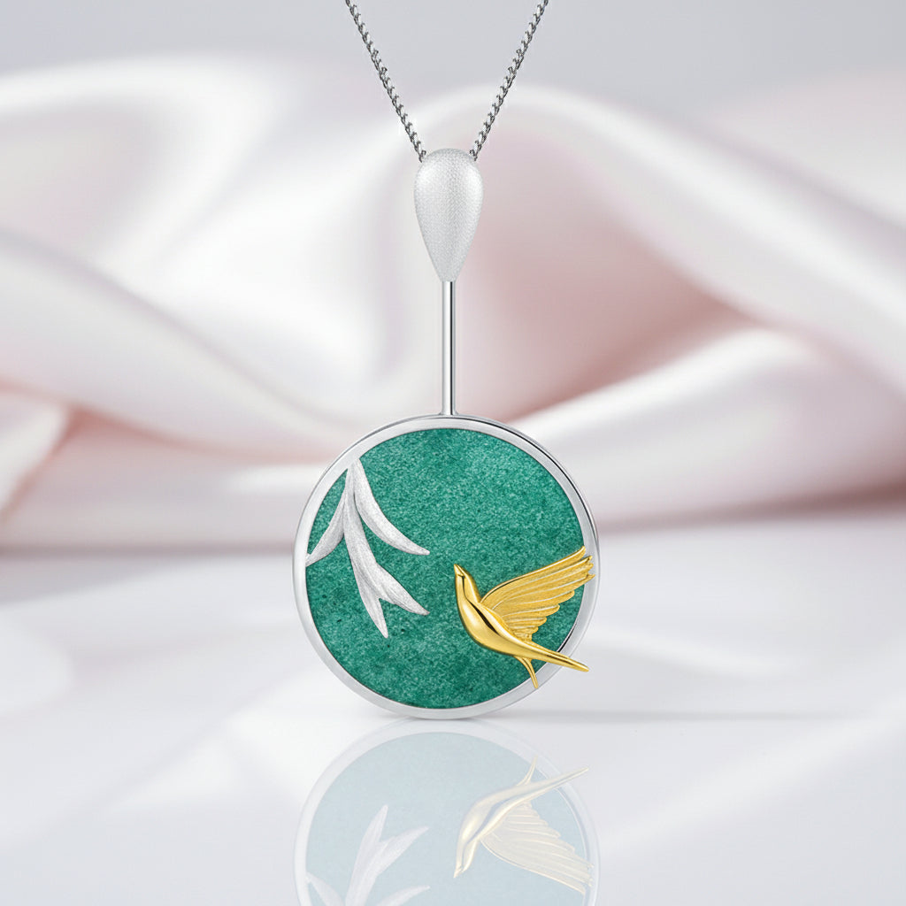 Swallow & Willow in Spring Wind Necklace-Black Diamonds New York