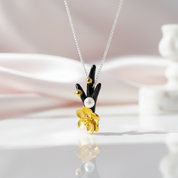 Pearl Winter Blossom & Snow Flower Necklace-Black Diamonds New York