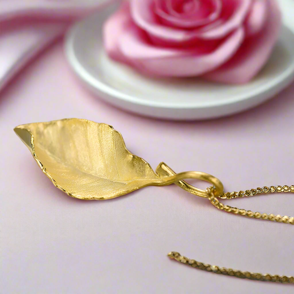 Elegant Autumn Long Leaves Necklace-Black Diamonds New York