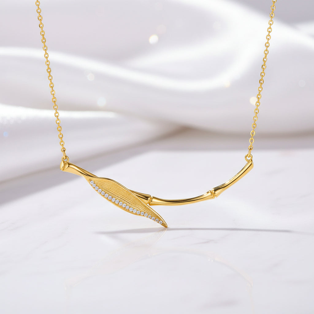 Morning Dew on Bamboo Leaf Necklace-Black Diamonds New York
