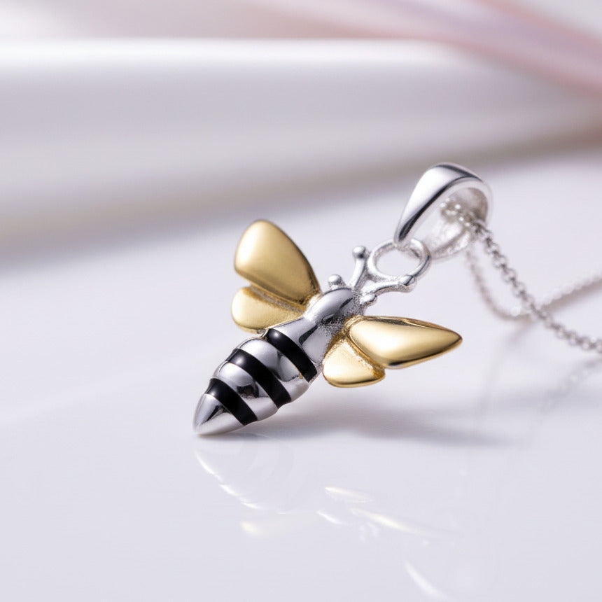 Lovely Charm Honey Bee Pendant-Black Diamonds New York