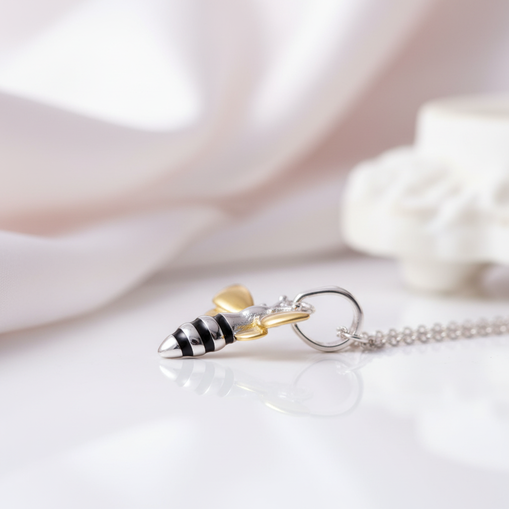 Lovely Charm Honey Bee Pendant-Black Diamonds New York
