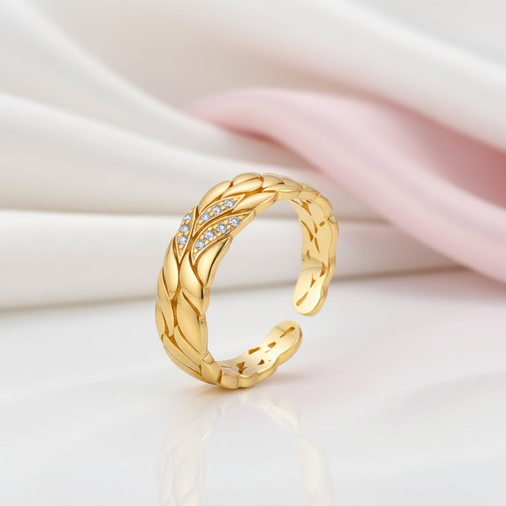 Aster Flower Petals Band-Black Diamonds New York