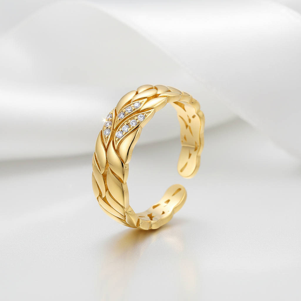 Aster Flower Petals Band-Black Diamonds New York