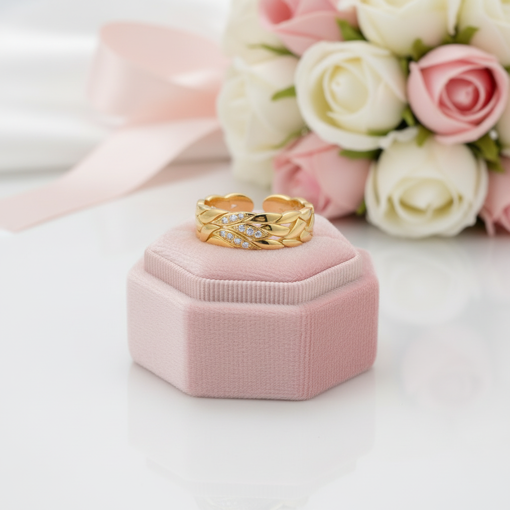 Aster Flower Petals Band-Black Diamonds New York
